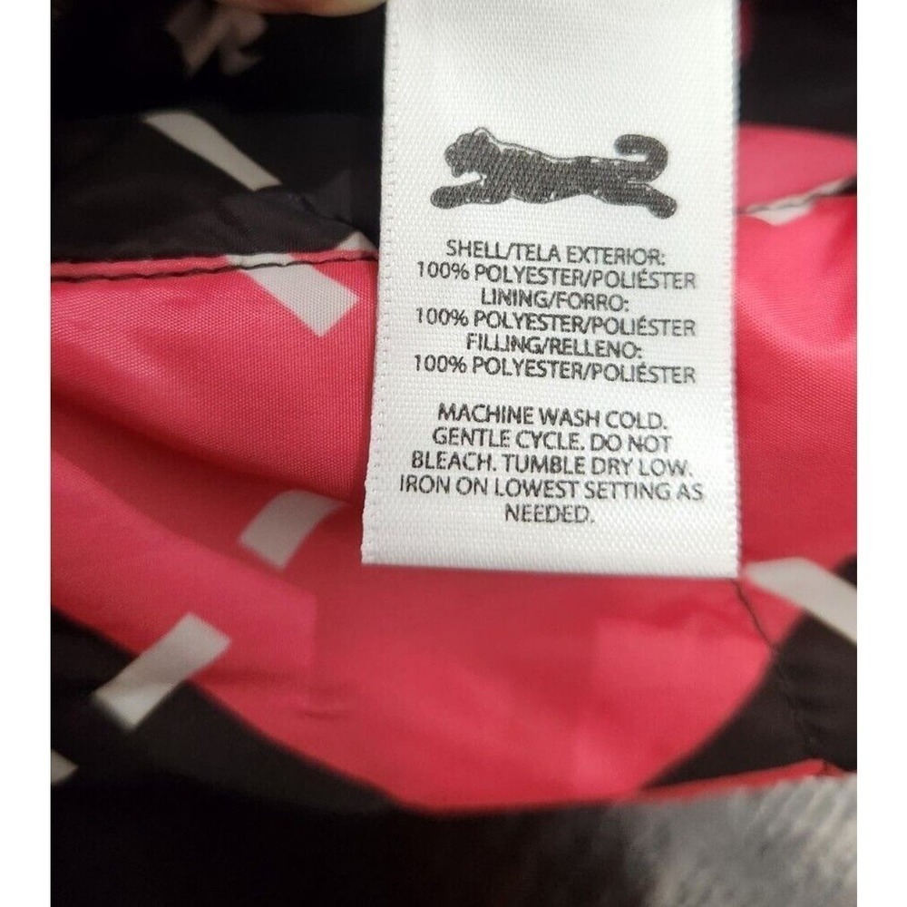 Vintage Le Tigre Women Reversible Puffer Vest Pink Argyle Y2K Mock Neck M - Picture 6 of 14